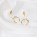 Stud Charm Earring Copper Gold Plated Moon Horn Earrings